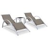 vidaXL liggestole 2 stk. med bord aluminium gr&aring;brun