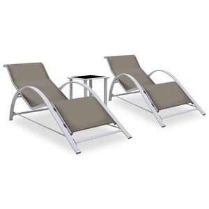 vidaXL liggestole 2 stk. med bord aluminium gr&aring;brun