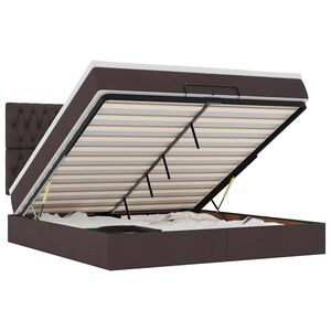 vidaXL osmannisk sengeramme med madrasser 200x200 cm stof m&oslash;rkebrun