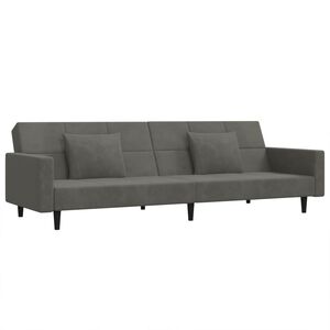 vidaXL 2-personers sovesofa med 2 puder fl&oslash;jl m&oslash;rkegr&aring;