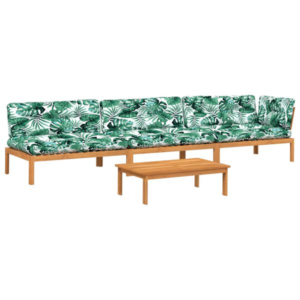 vidaXL lounges&aelig;t til haven 4 dele med hynder massivt akacietr&aelig;