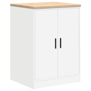 vidaXL Garageopbevaringsskab Hvid 60x51x85 cm Massivt tr&aelig; Fyrretr&aelig;