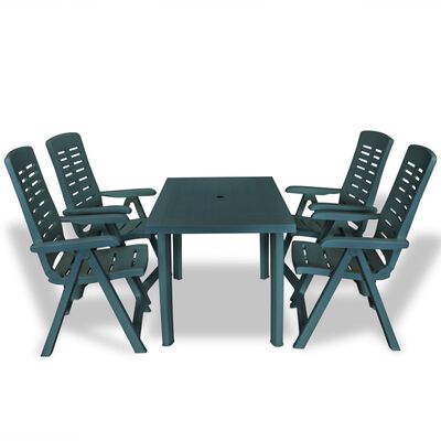 vidaXL udendørs spisebordssæt 5 dele plastik grøn