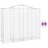 vidaXL buede gabionkurve 9 stk. 200x50x160/180 cm galvaniseret jern