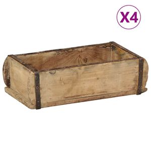 vidaXL Bakke 4 pcs Brun 30 x 15 x 9 cm Solid genbrugs tr&aelig;