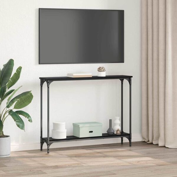 vidaXL Konsolbord med hylde Sort eg 100 x 22,5 x 75 cm Konstrueret tr&aelig;