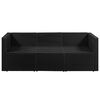 vidaXL 3-personers havesofa sort polyrattan med hvide hynder