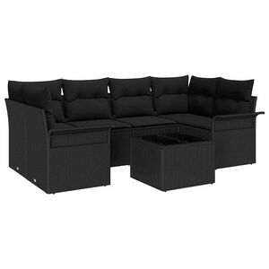 vidaXL Havesofa S&aelig;t 7 pcs Sort Poly rattan