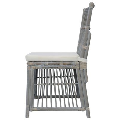 vidaXL spisebordsstole med hynder 2 stk. grå naturlig rattan