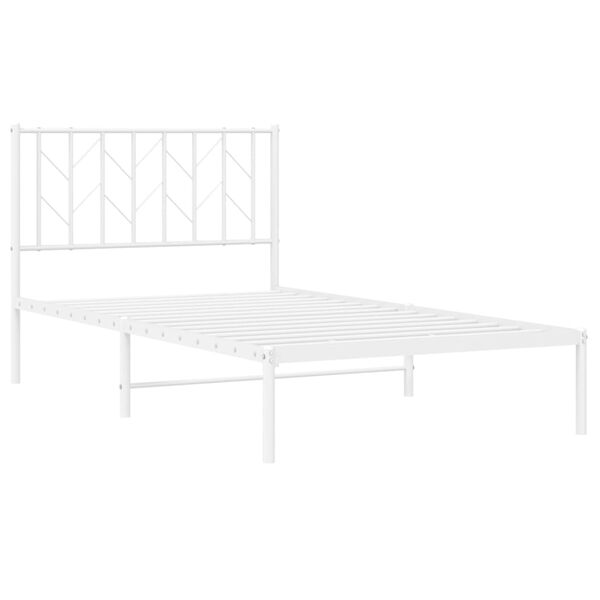 vidaXL sengeramme med sengegavl 100x190 cm metal hvid