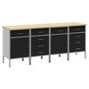 vidaXL Arbejdsskab med skuffe 4 stk. Sort og gr&aring; 200 x 55 x 85 cm