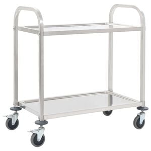 vidaXL k&oslash;kkenvogn med 2 hylder 95x45x83,5 cm rustfrit st&aring;l
