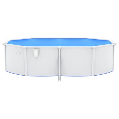vidaXL swimmingpool med stålvæg 490x360x120 cm oval hvid