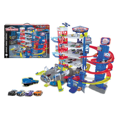 majoRETTE parkeringshus med 5 legetøjsbiler Super Chase Center