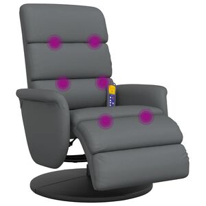 vidaXL massagestol med fodst&oslash;tte kunstl&aelig;der gr&aring;