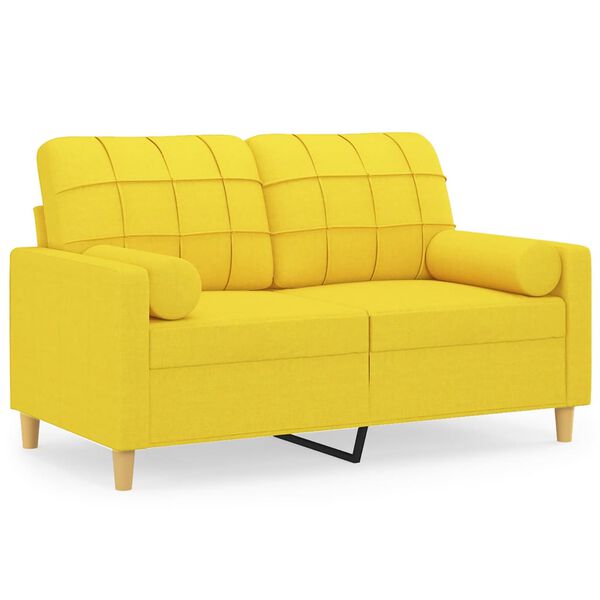 vidaXL 2-personers sofa med pyntepuder 120 cm stof lysegul