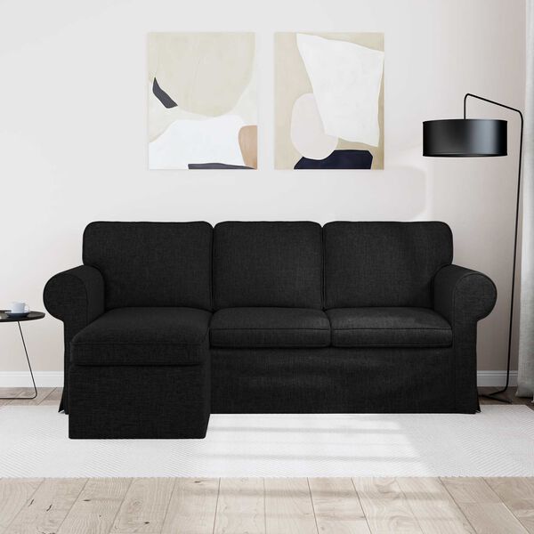 vidaXL Sofa Sort 215 x 138 x 80 cm Stof