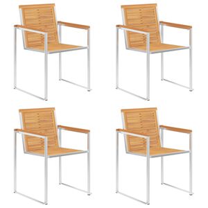 vidaXL havestole 4 stk. massivt teaktræ og rustfrit stål