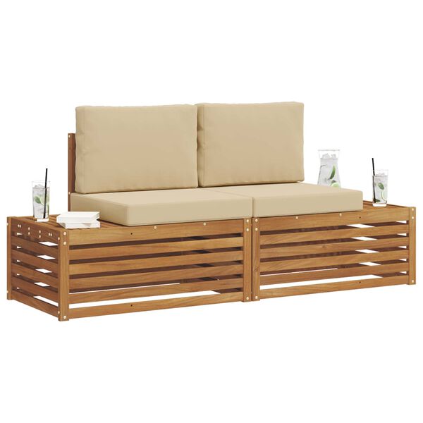 vidaXL Udend&oslash;rs sofagruppe med pude 2 Stk Naturlig og Beige