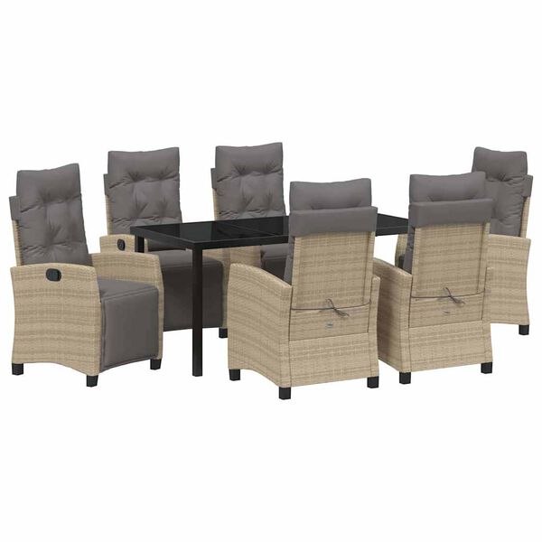 vidaXL Have Spisebordssæt 7 pcs Beige polyrattan