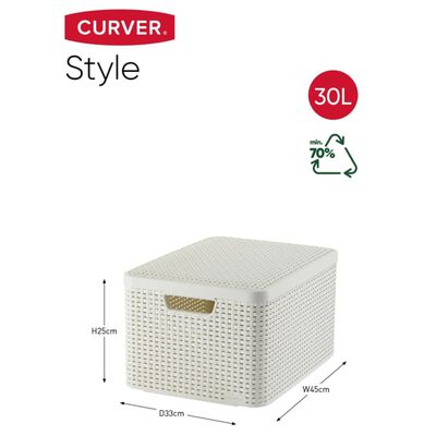 Curver opbevaringskasse med låg Style str. L 30 l cremefarvet