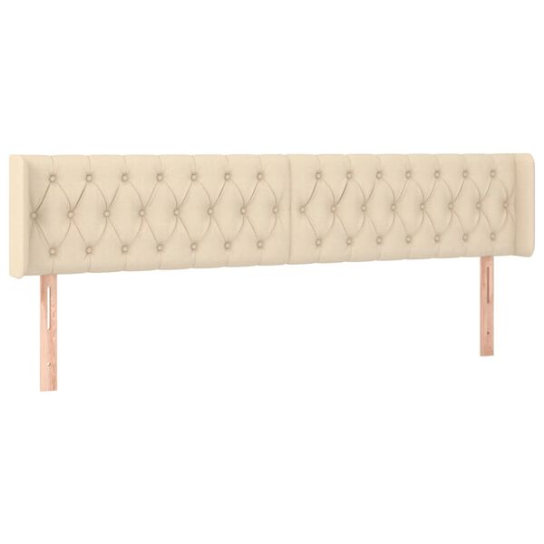 vidaXL sengegavl med LED-lys 183x16x78/88 cm stof cremefarvet