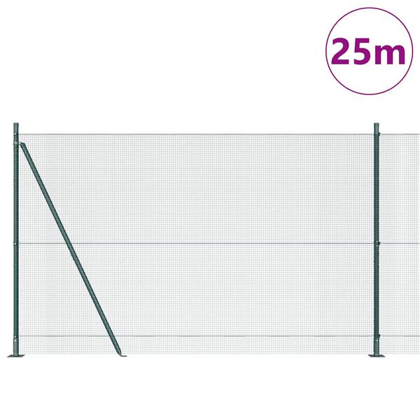 vidaXL Hegnsp&aelig;l Gr&oslash;n 25 x 1,4 m (12 x 12 mm net) St&aring;l og PVC