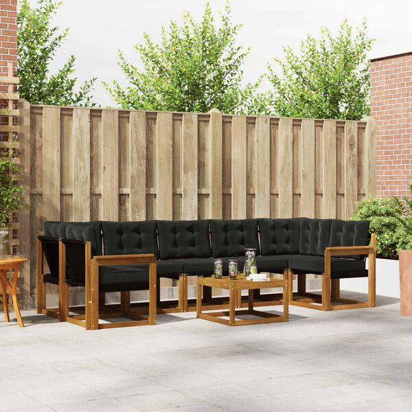 vidaXL Udend&oslash;rs sofagruppe med pude 8 pcs Naturlig og sort