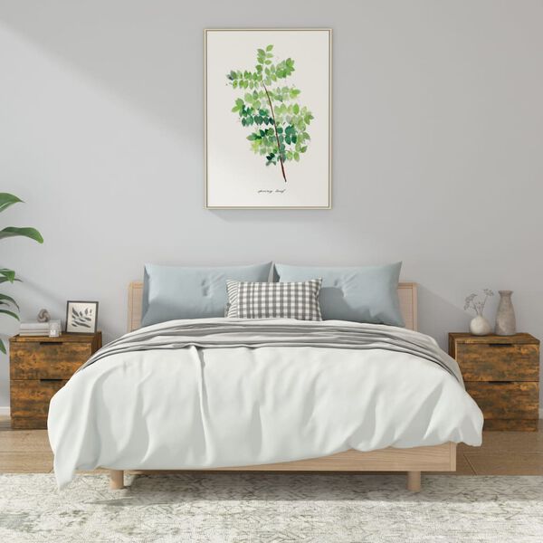 vidaXL sengeborde 2 stk. konstrueret træ røget egetræsfarve