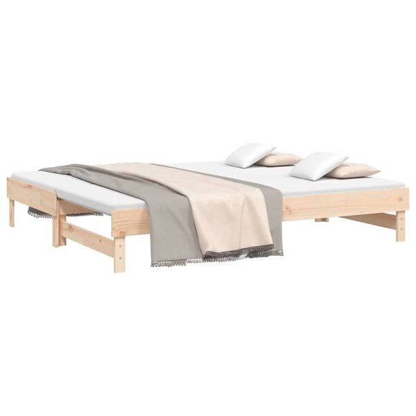 vidaXL daybed med udtr&aelig;k 2x(80x200) cm massivt fyrretr&aelig;