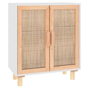 vidaXL sk&aelig;nk 60x30x70 cm massivt fyrretr&aelig; og naturlig rattan hvid