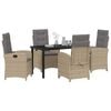 vidaXL Have Spisebordss&aelig;t med pude 5 pcs Beige polyrattan