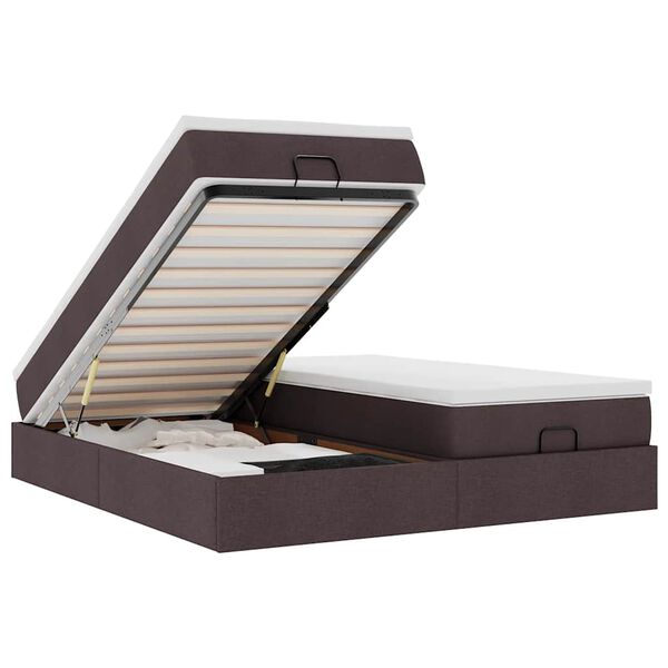 vidaXL osmannisk sengeramme med madrasser 200x200 cm stof mørkebrun