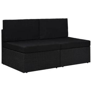 vidaXL 2-personers sofa modul&aelig;r polyrattan sort