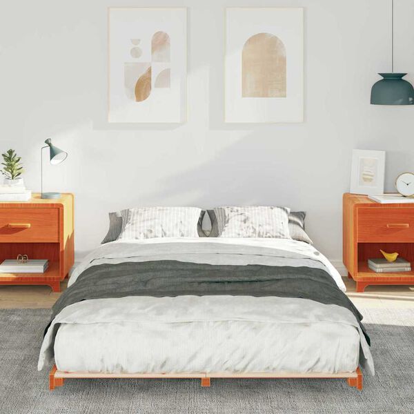 vidaXL Gulv seng ramme Gyldenbrun 120 x190 cm Massivt fyrretr&aelig;