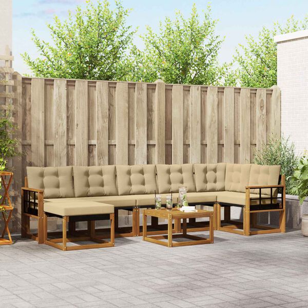 vidaXL Udend&oslash;rs sofagruppe med pude 8 pcs Naturlig og Beige