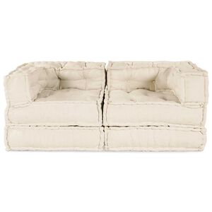 vidaXL Modulssofa Enhed 2 stk. Stof Cremefarvet 140 x 70 x 56 cm