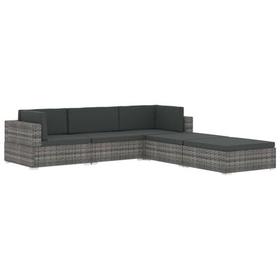 vidaXL midtersæde til sofa 1 stk. med hynder polyrattan sort