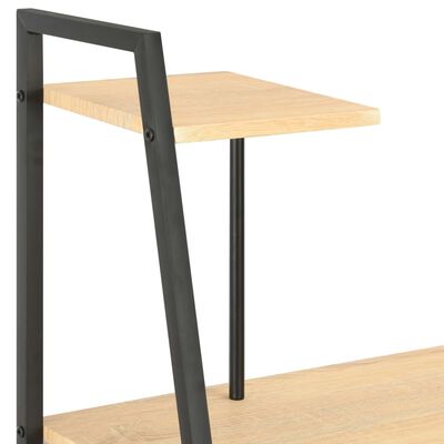 vidaXL skrivebord med reol 102x50x117 cm sort og eg