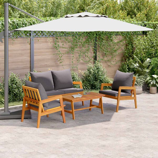 vidaXL Bistros&aelig;t med pude 4 pcs Brun Massivt Akacietr&aelig;