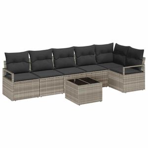 vidaXL Sofa S&aelig;t 7 pcs Lysegr&aring; polyrattan