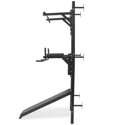 vidaXL vægmonteret multifunktionel fitness-styrketårn sort