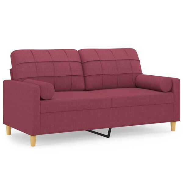vidaXL 2-personers sofa med pyntepuder 140 cm stof vinr&oslash;d
