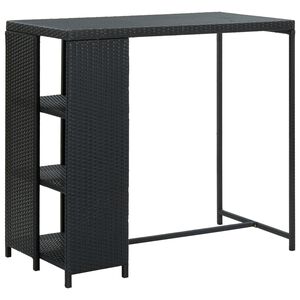 vidaXL barbord med opbevaringsstativ 120x60x110 cm polyrattan sort