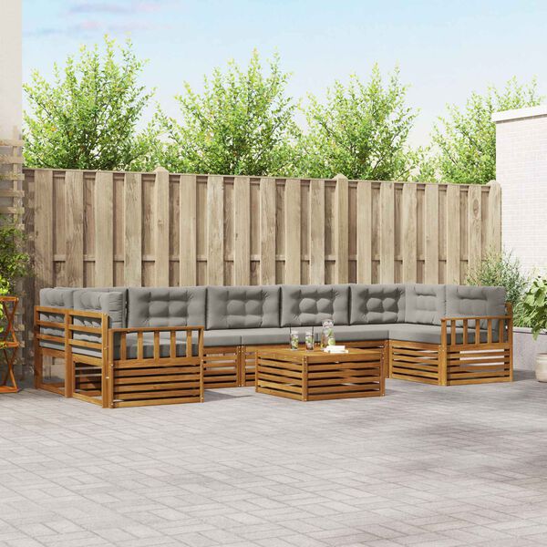 vidaXL Udend&oslash;rs sofagruppe med pude 8 pcs Naturlig og Lys Gr&aring;