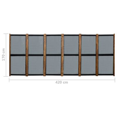 vidaXL 6-panels rumdeler 420x170 cm sort