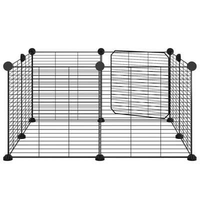 vidaXL 8-panels kæledyrsindhegning med låge 35x35 cm stål sort