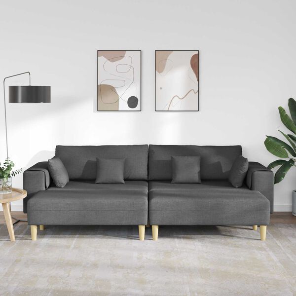 vidaXL Sofa med pude 3 pcs M&oslash;rkegr&aring; Stof