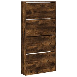 vidaXL skoskab med 4 vippeskuffer 80x21x163,5 cm r&oslash;get eg