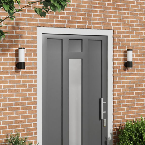 vidaXL Udendørs væglamper 2 pcs Sort 12 x 7.5 x 27 cm Rustfrit stål